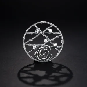 Silberne Rutschrose mit Zirconia 925 Oxidation Anhänger