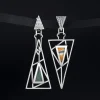 Silver earrings with aventurine transformers long oxidation 925