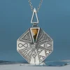 Silver pendant "Form of worldview" with oxidation, aventurine and amethyst. Expressive jewelry with geometric design and…