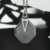 Large silver pendant with stones geometric design author's decoration