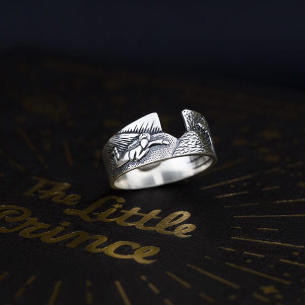Ring aus der Sammlung "Exlibris" mit Reliefornament, die Ansicht ist von der anderen Seite.